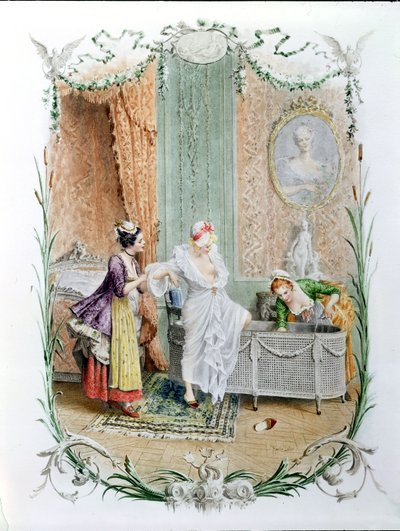 The Morning Bath, Illustration of Elegant Parisian Life in the Second Half of the 18th Century by Maurice Leloir